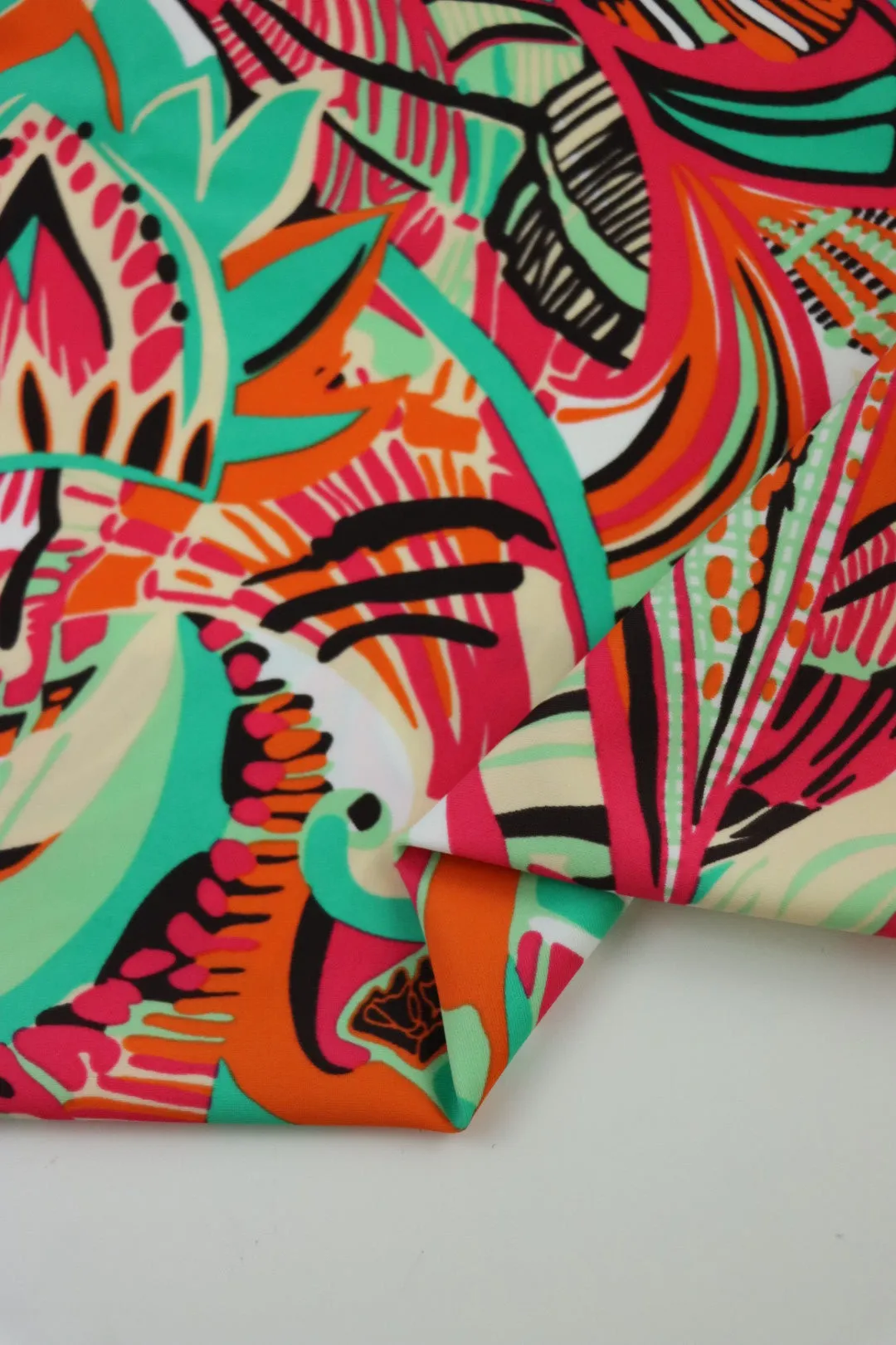 1YD PRECUT; Tropical Oasis Nylon Spandex Tricot | Designer Deadstock