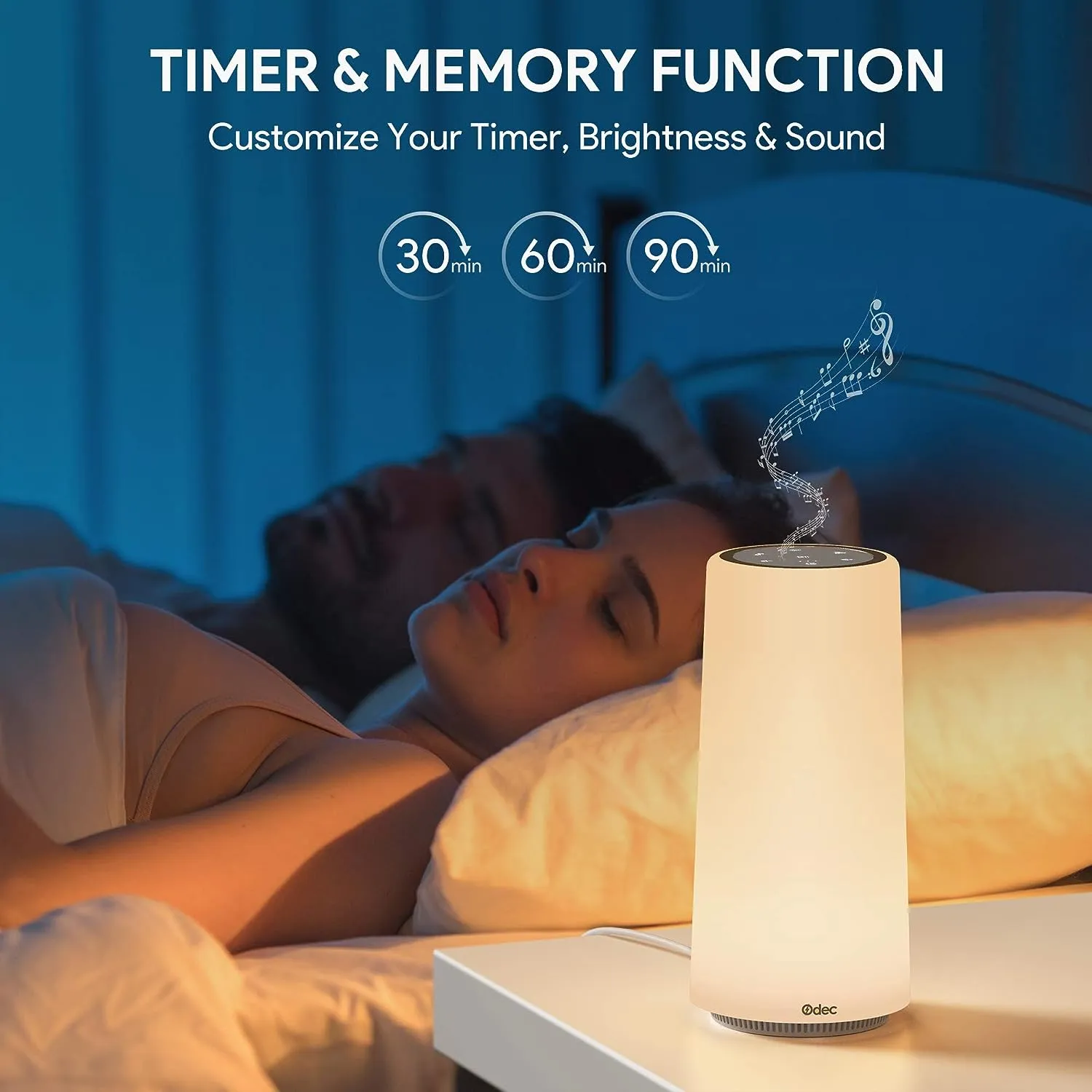 2-in-1 White Sound Machine & Dimmable Table Lamp with 24 Soothing Sounds   Touch Controls