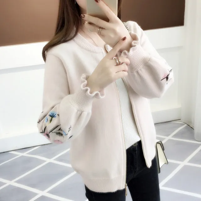 2018 autumn outfit sleeve knit cardigan