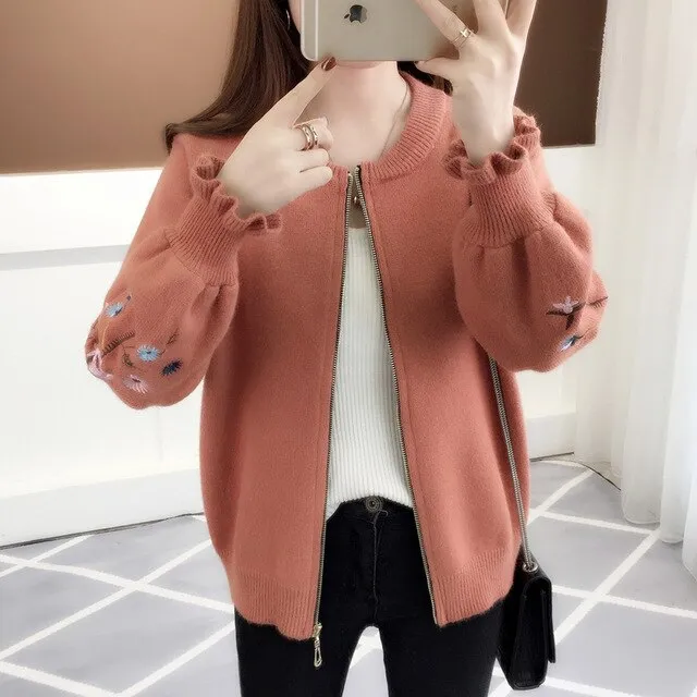 2018 autumn outfit sleeve knit cardigan