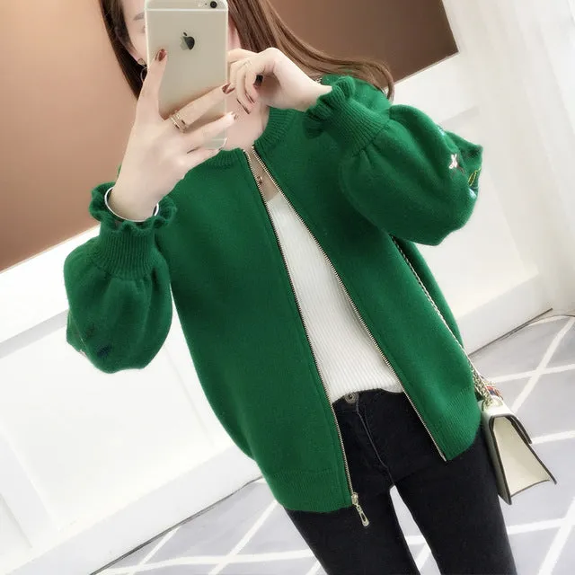 2018 autumn outfit sleeve knit cardigan