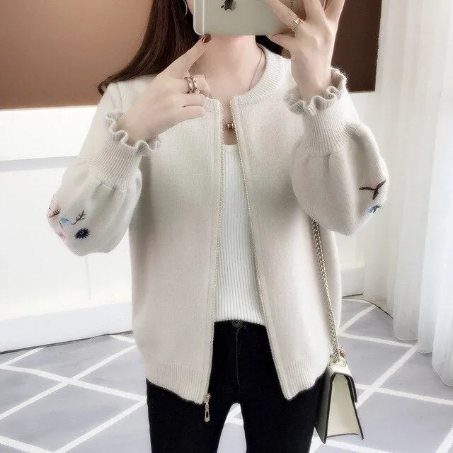 2018 autumn outfit sleeve knit cardigan