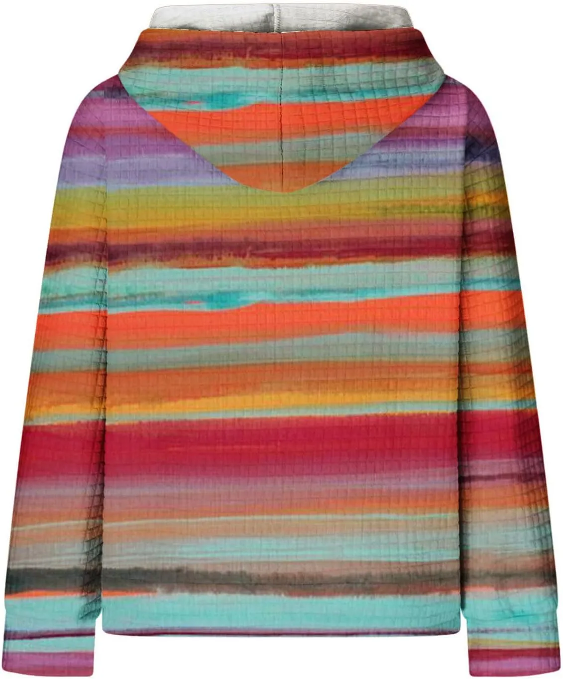 2024 Womens Waffle Hoodies Multicolored Casual Trendy Sweatshirt with Drawstring Hood Long Sleeve Pullover Sweater