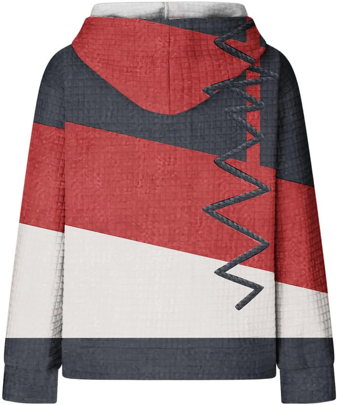 2024 Womens Waffle Hoodies Multicolored Casual Trendy Sweatshirt with Drawstring Hood Long Sleeve Pullover Sweater