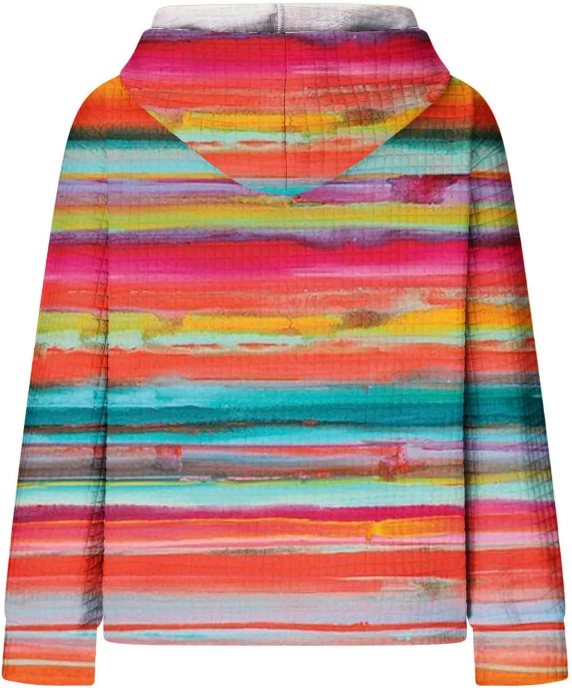 2024 Womens Waffle Hoodies Multicolored Casual Trendy Sweatshirt with Drawstring Hood Long Sleeve Pullover Sweater