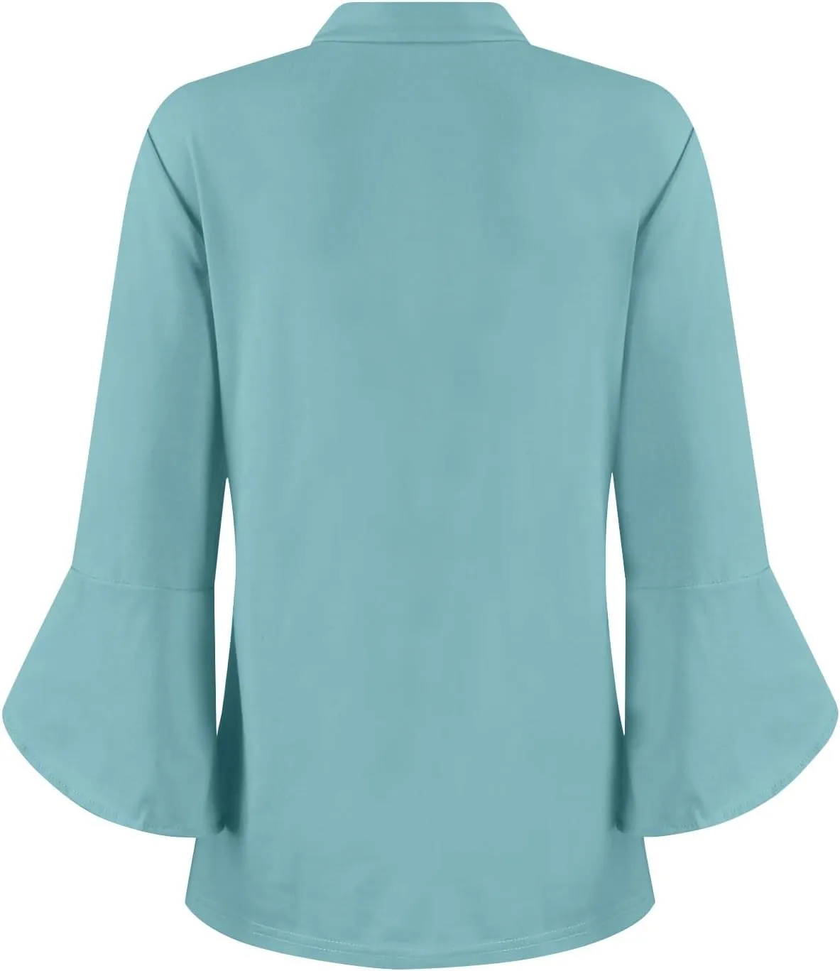 3/4 Length Sleeve Womens Tops V Neck Spring Outfits 2025 Trendy Petal Bell Sleeve Fitted Tunics Tops Shirts