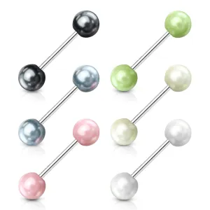6 Pcs Value Pack of Assorted Color 316L Surgical Steel WildKlass Barbells with Faux Pearl Balls