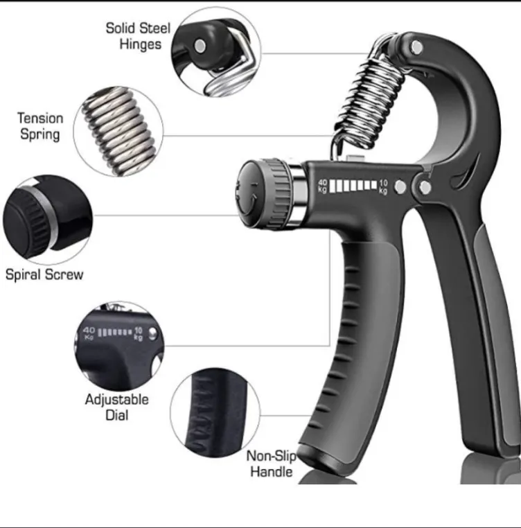 Adjustable Hand Gripper | 10 Kg To 40 Kg | Black