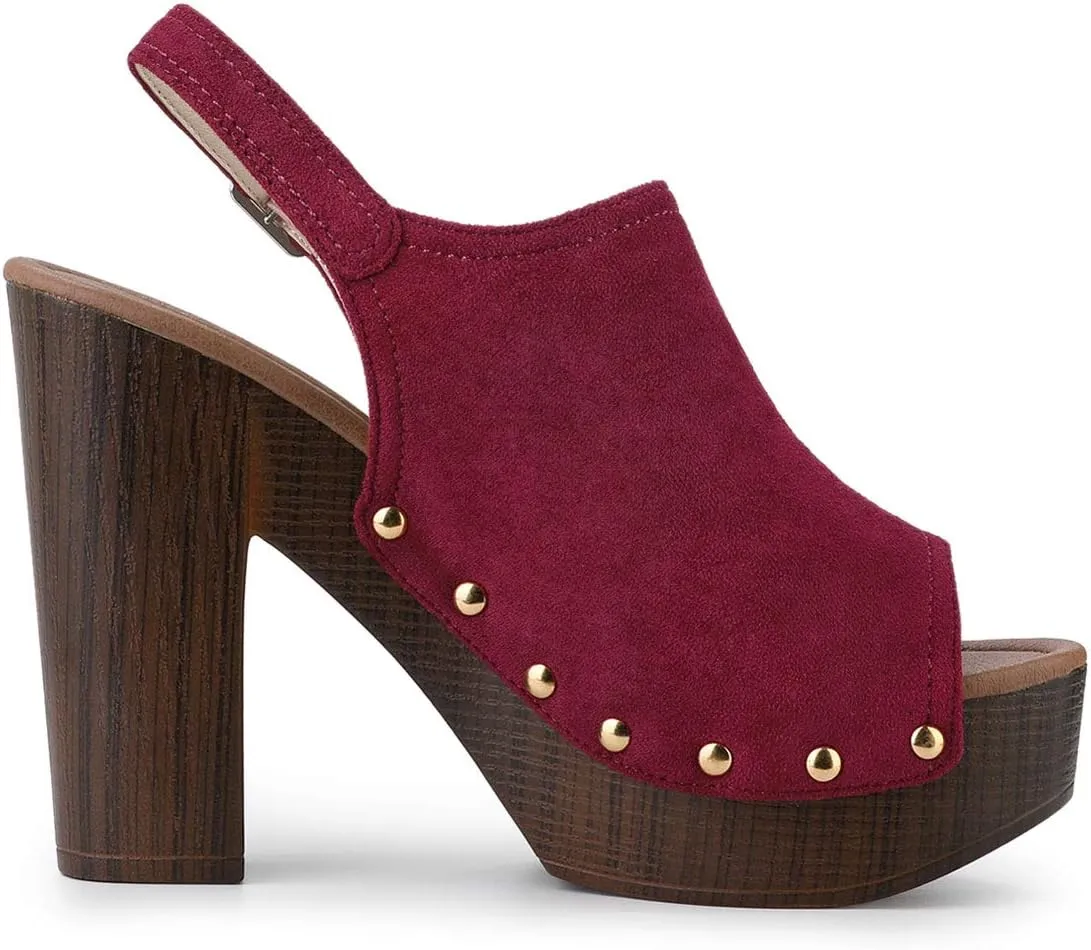 Allegra K Women's Open Toe Slingback Platform Chunky Heels Sandals