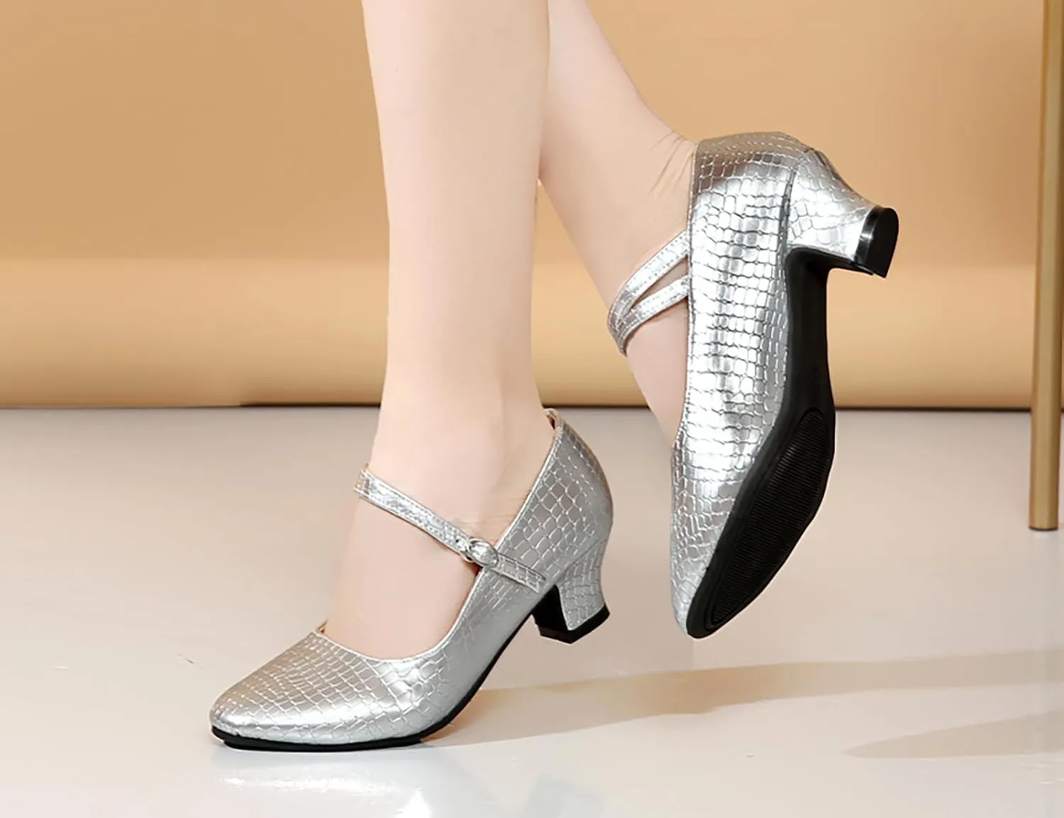 AOQUNFS Women'ss Ballroom Dance Shoes Women's Closed Toe Walts Salsa Latin Dance Shoes,CCZ-813