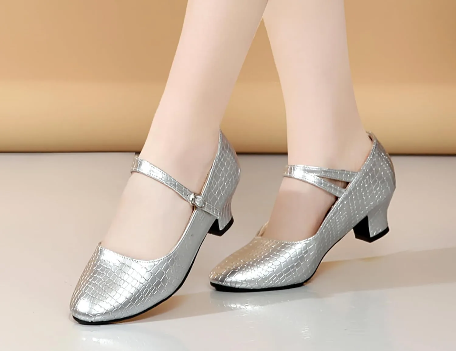 AOQUNFS Women'ss Ballroom Dance Shoes Women's Closed Toe Walts Salsa Latin Dance Shoes,CCZ-813