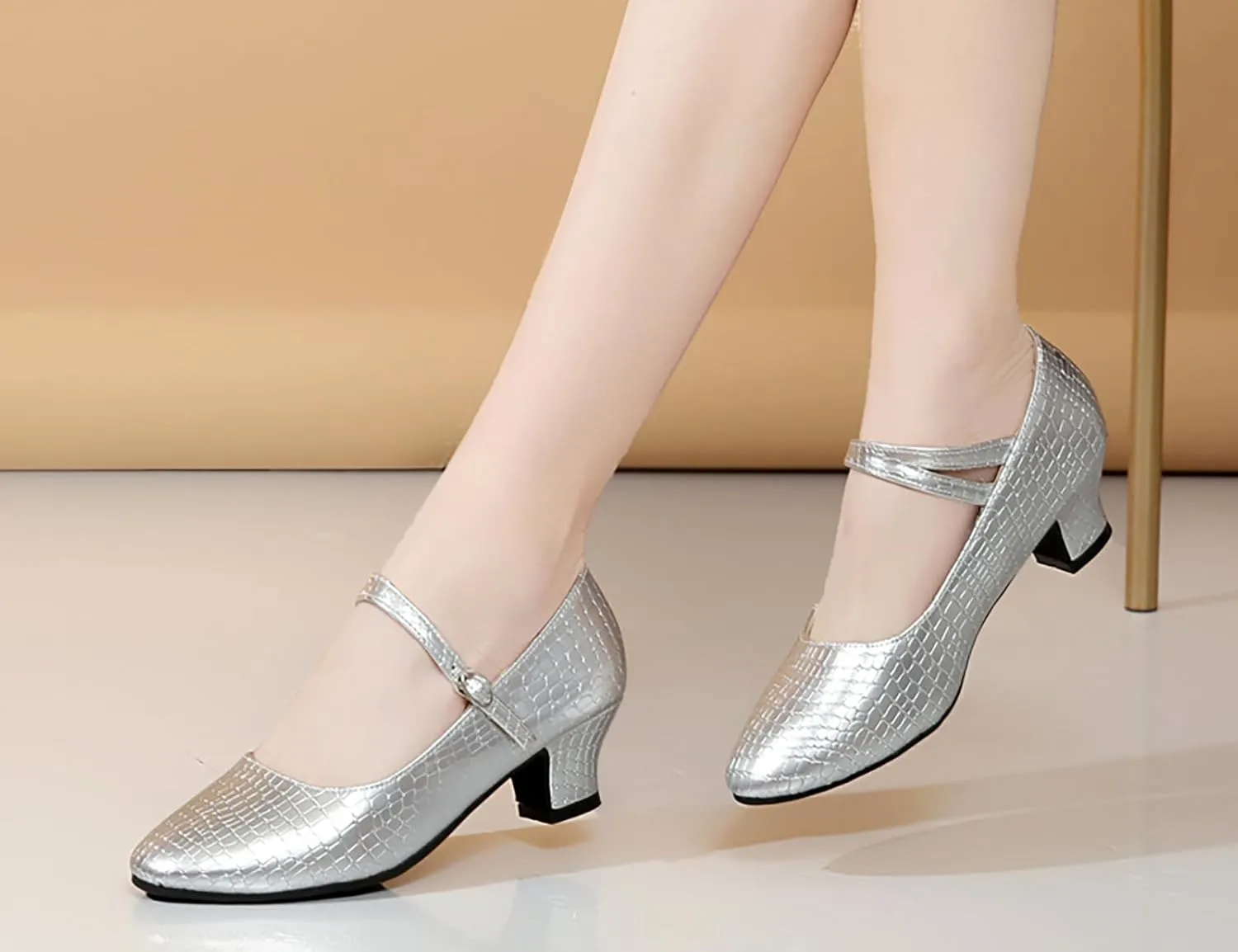 AOQUNFS Women'ss Ballroom Dance Shoes Women's Closed Toe Walts Salsa Latin Dance Shoes,CCZ-813