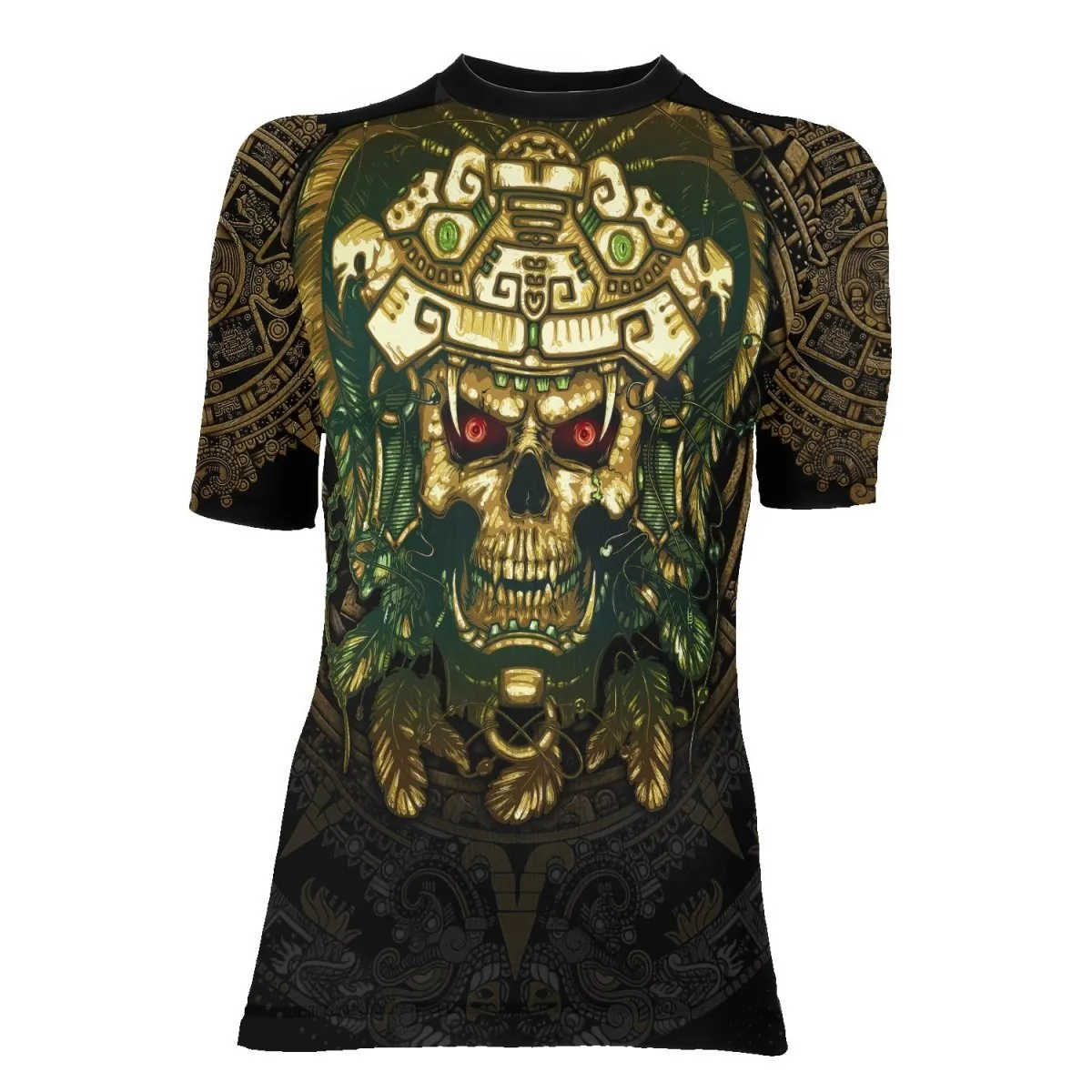 Aztec Jungle Warrior Mask Women's Short Sleeve Rash Guard