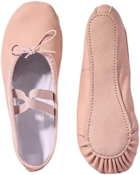 Ballet Shoes Children Gymnastics Dance Shoes Girls Soft Sole Adult Folk Dance Beginners PU Leather Pink Ballet Training Shoes for Women Dance Shoes(Lace Up Full Sole,23)