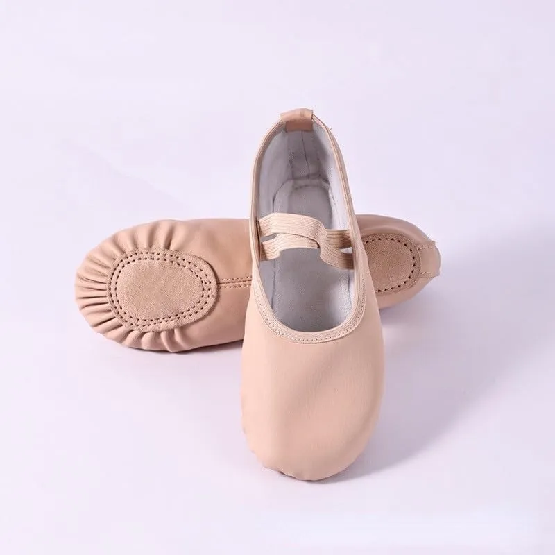 Ballet Shoes Children Gymnastics Dance Shoes Girls Soft Sole Adult Folk Dance Beginners PU Leather Pink Ballet Training Shoes for Women Dance Shoes(Lace Up Full Sole,23)