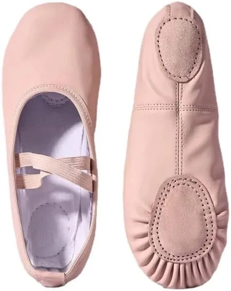 Ballet Shoes Children Gymnastics Dance Shoes Girls Soft Sole Adult Folk Dance Beginners PU Leather Pink Ballet Training Shoes for Women Dance Shoes(Lace Up Full Sole,23)