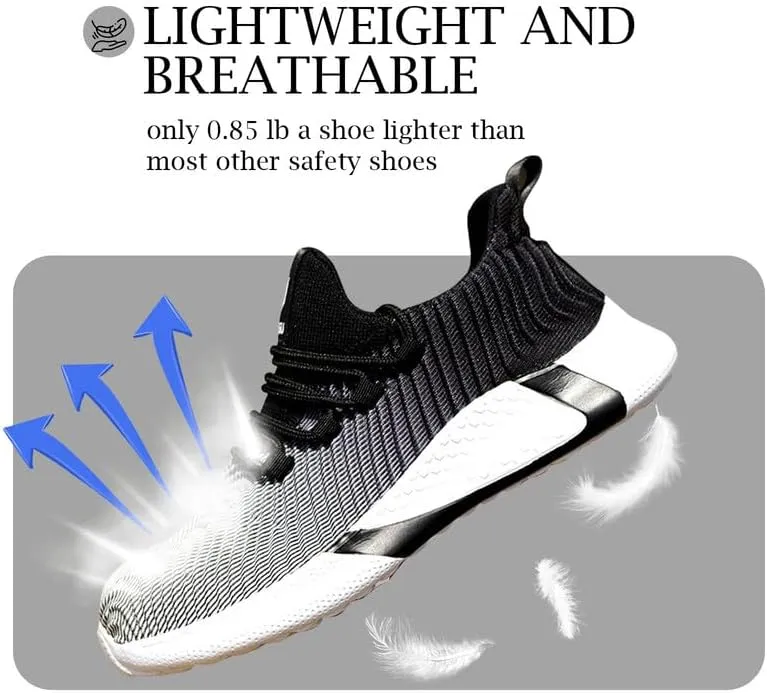 baobeijiadao Steel Toe Shoes for Men Women Arch Support Non-Slip Comfortable Lightweight Work Safety Shoes Puncture Proof Slip Resistant