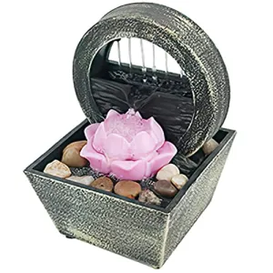 Beavorty 1 Set of Indoor Water Fountain Lotus Flower Decorated Desktop Waterfall Ornament Tabletop Water Fountain