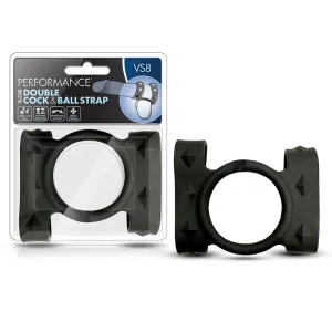 Blush Performance VS8 Silicone Double Cock & Ball Strap Black