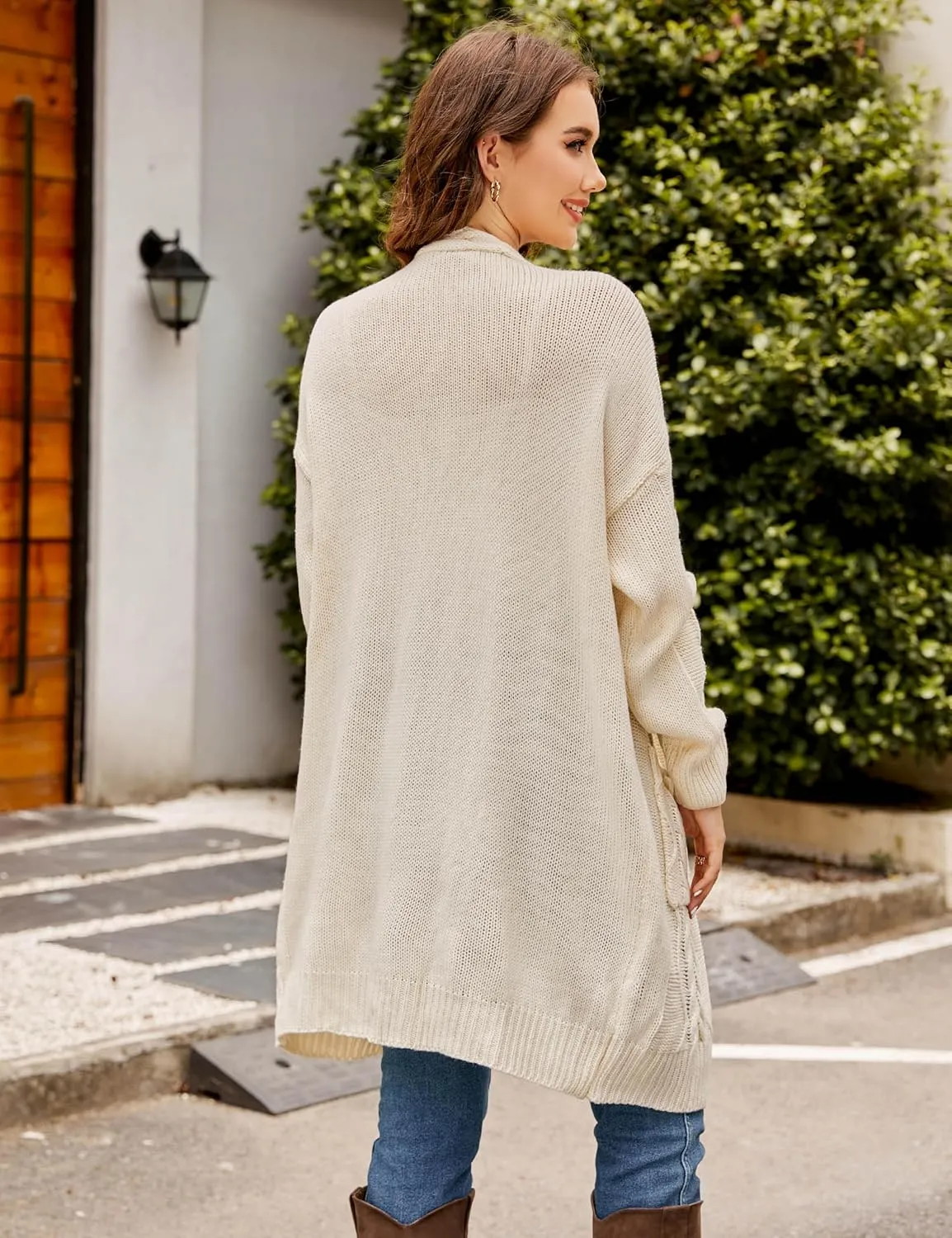 BMJL Womens Fall/Winter Cardigans Hooded Cable Knit Sweaters Oversized Open Front Coats with Pockets 2023