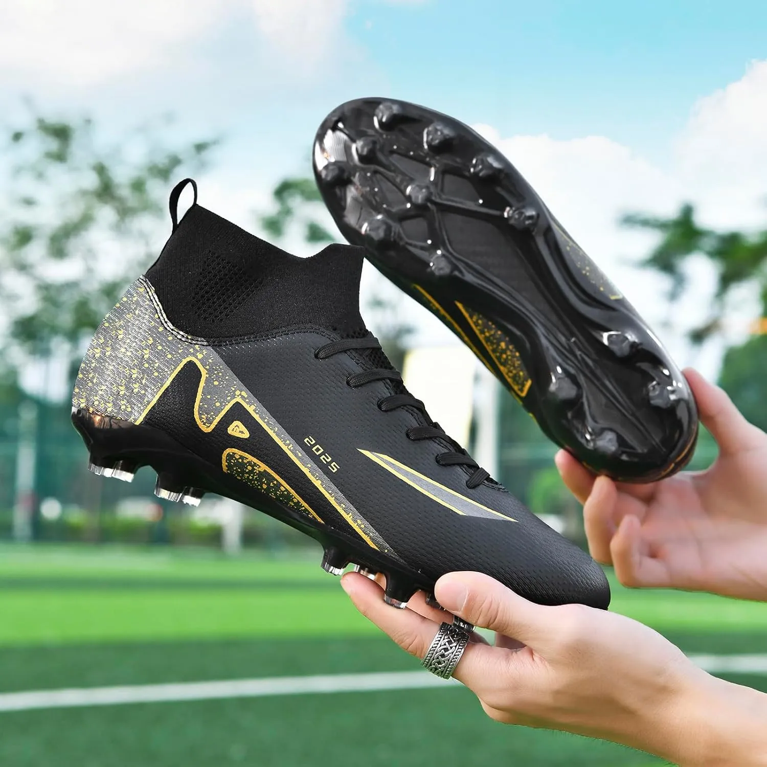 Boys' and Girls' Soccer Shoes TF Training Shoe Breathable, Anti Slip, Lightweight Sports Cleats for Boys and Girls' Football Suitable for Artificial Grass