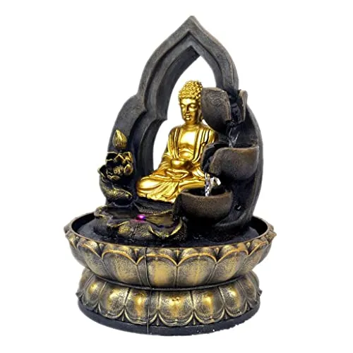 CALANDIS® Thai Buddha Table Water Fountain Resin Indoor Fengshui Meditation Relaxing