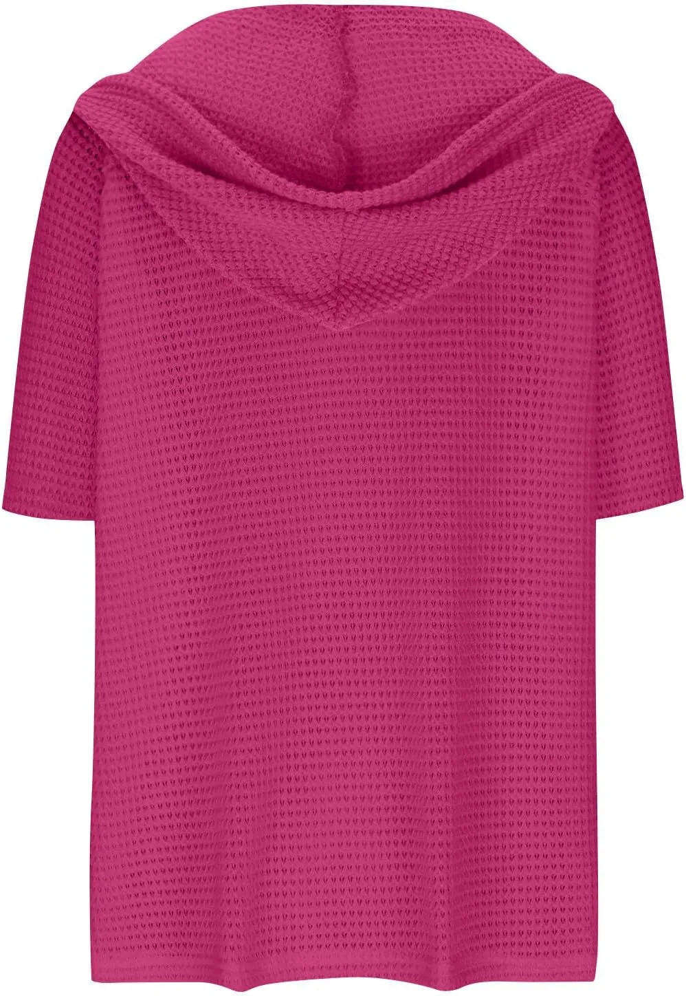 Casual Solid Button-up Hoodies for Women Summer Basic V Neck Half Sleeve Shirt Loose Oversized Dressy Ladies Blouse