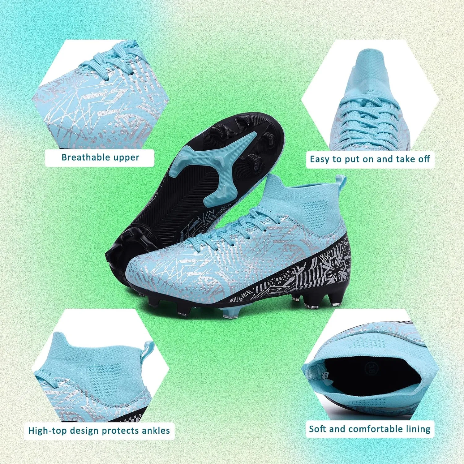 CBUSTER Soccer Cleats Mens Women Indoor Outdoor Soccer Shoes for Big Boy AG/FG