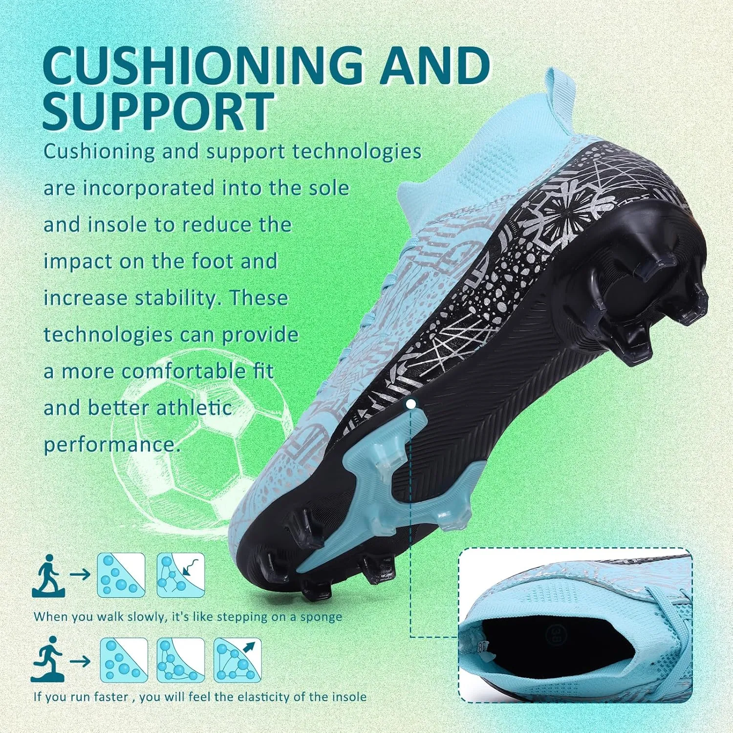 CBUSTER Soccer Cleats Mens Women Indoor Outdoor Soccer Shoes for Big Boy AG/FG