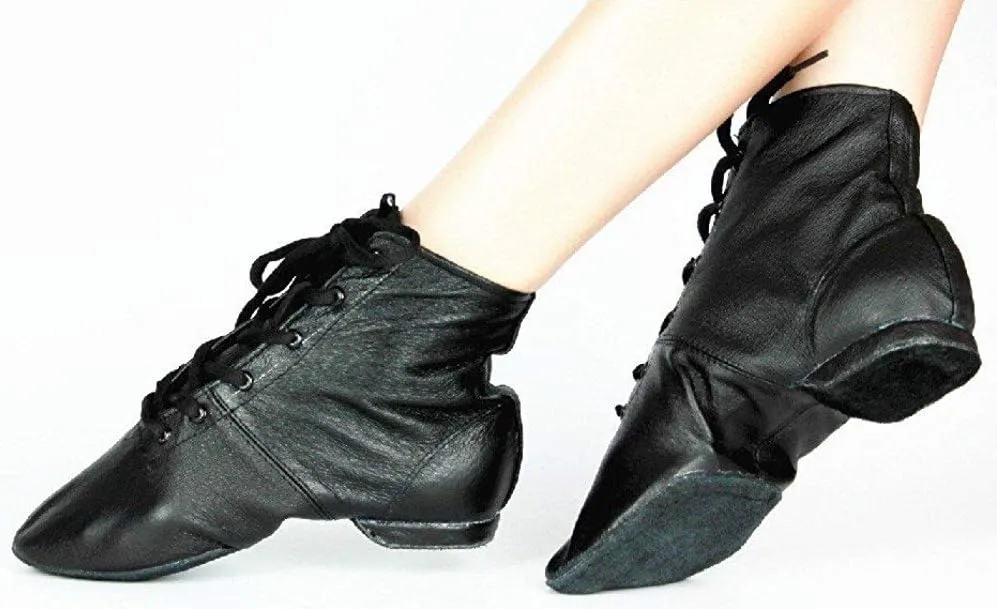 Cheapdancing Childrens Practice Dancing Shoes Soft Leather Flat Lace-up Jazz Boots (Little Kid/Big Kid)