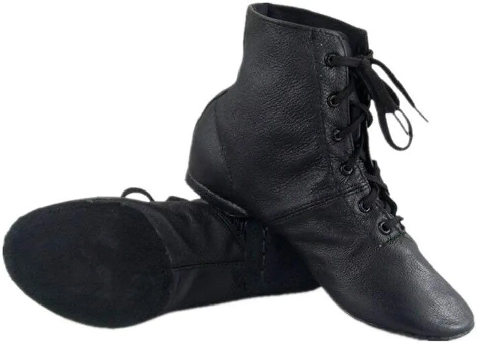 Cheapdancing Childrens Practice Dancing Shoes Soft Leather Flat Lace-up Jazz Boots (Little Kid/Big Kid)