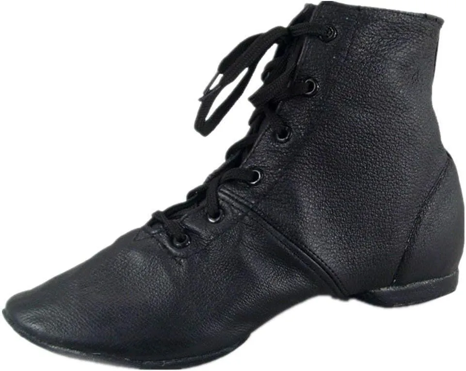 Cheapdancing Childrens Practice Dancing Shoes Soft Leather Flat Lace-up Jazz Boots (Little Kid/Big Kid)