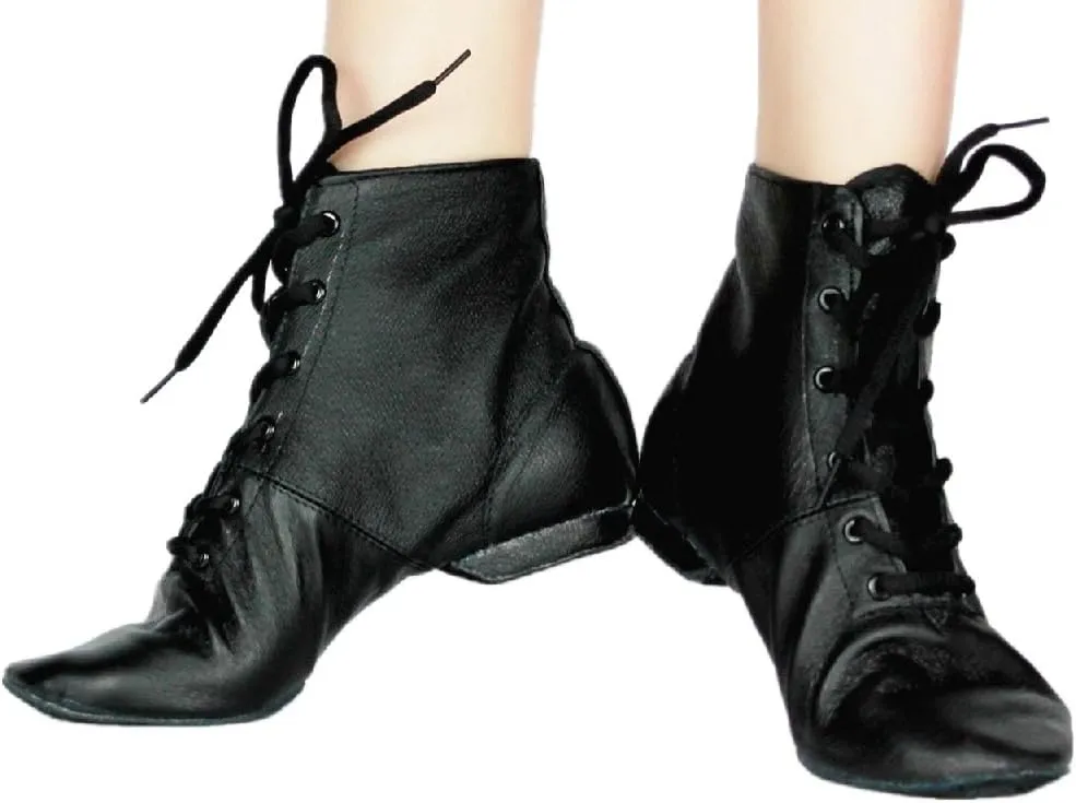 Cheapdancing Mens & Women's Practice Dancing Shoes Soft Leather Flat Jazz Boots (Black, Adult, Men, 5.5, Numeric, US Footwear Size System, Medium)