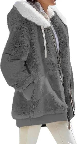 ChicCrate 2025 Womens Fuzzy Fleece Zip Up Jacket Sherpa Hoodies Winter Coats Trendy Warm Clothes Casual Pullover