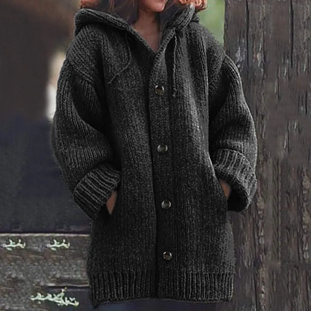 ChicCrate Fall Sweaters for Women Trendy Chunky Knit Open Front Cardigan Button Down Long Sleeve Shirt Loose Plus Size Tops