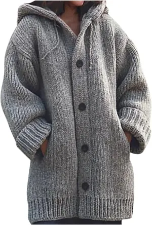ChicCrate Fall Sweaters for Women Trendy Chunky Knit Open Front Cardigan Button Down Long Sleeve Shirt Loose Plus Size Tops
