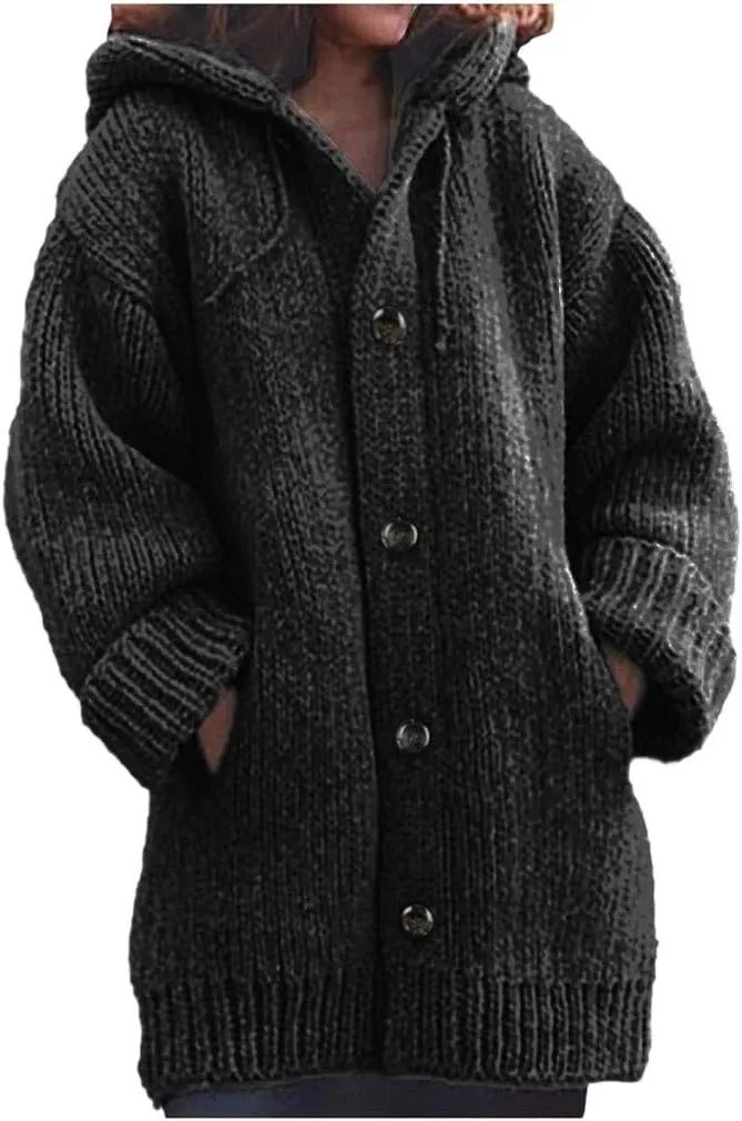 ChicCrate Fall Sweaters for Women Trendy Chunky Knit Open Front Cardigan Button Down Long Sleeve Shirt Loose Plus Size Tops
