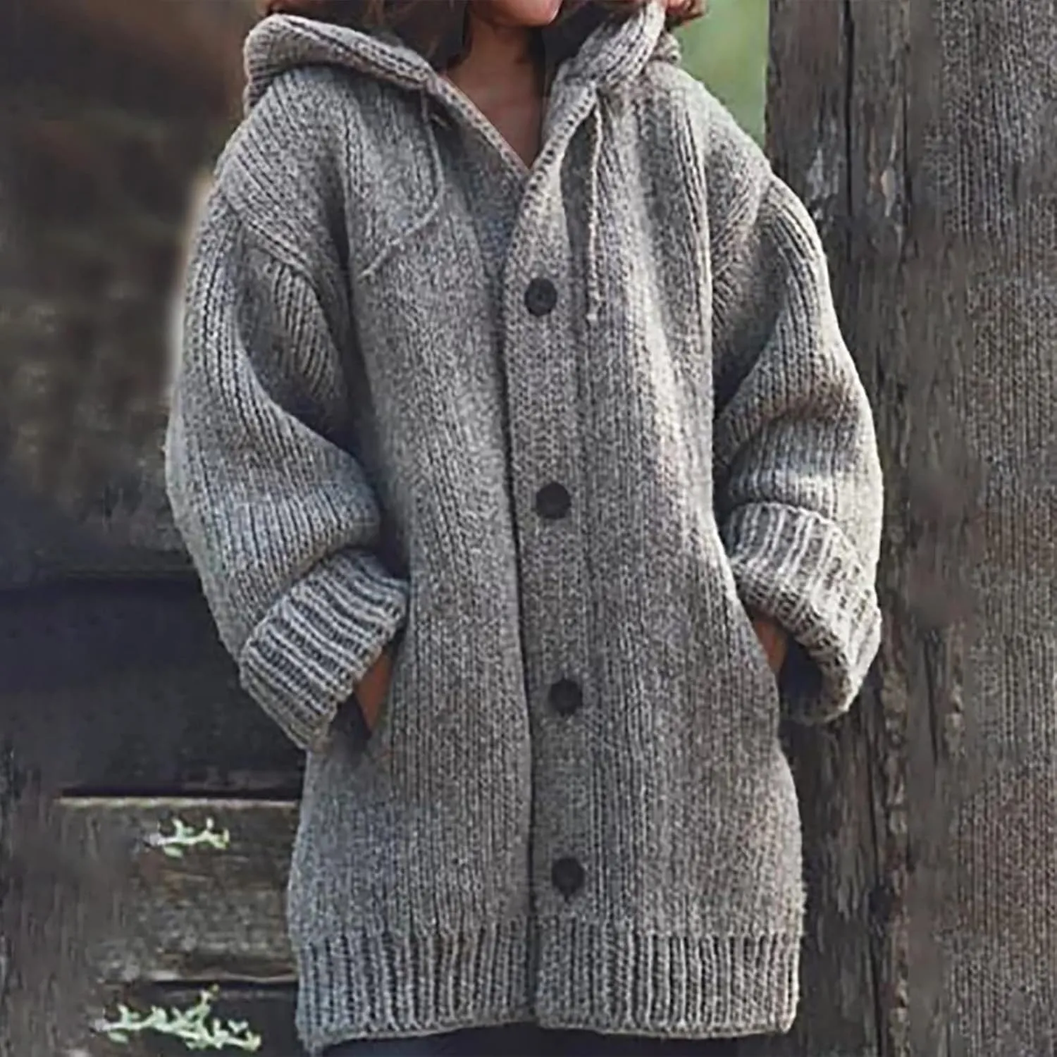 ChicCrate Fall Sweaters for Women Trendy Chunky Knit Open Front Cardigan Button Down Long Sleeve Shirt Loose Plus Size Tops