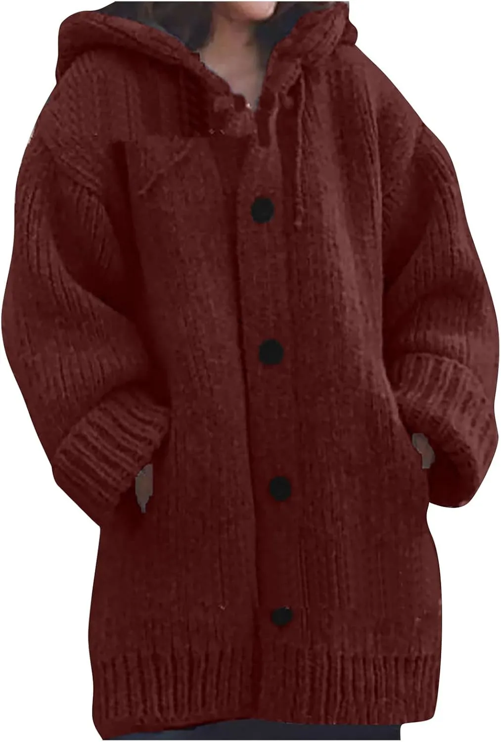 ChicCrate Fall Sweaters for Women Trendy Chunky Knit Open Front Cardigan Button Down Long Sleeve Shirt Loose Plus Size Tops