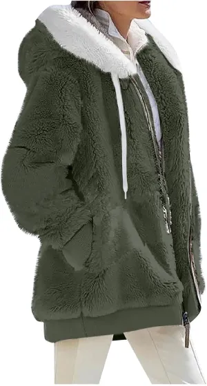 ChicCrate Womens Winter Coats Sherpa Lined Fleece Jacket Cute Zip Up Hoodie Long Sleeve Plus Size Tops Warm Jackets Outerwear