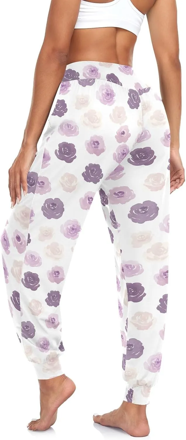 CHIFIGNO Women's Harem Pants Athletic Pants Harem Pants Women High Waist Yoga Pants