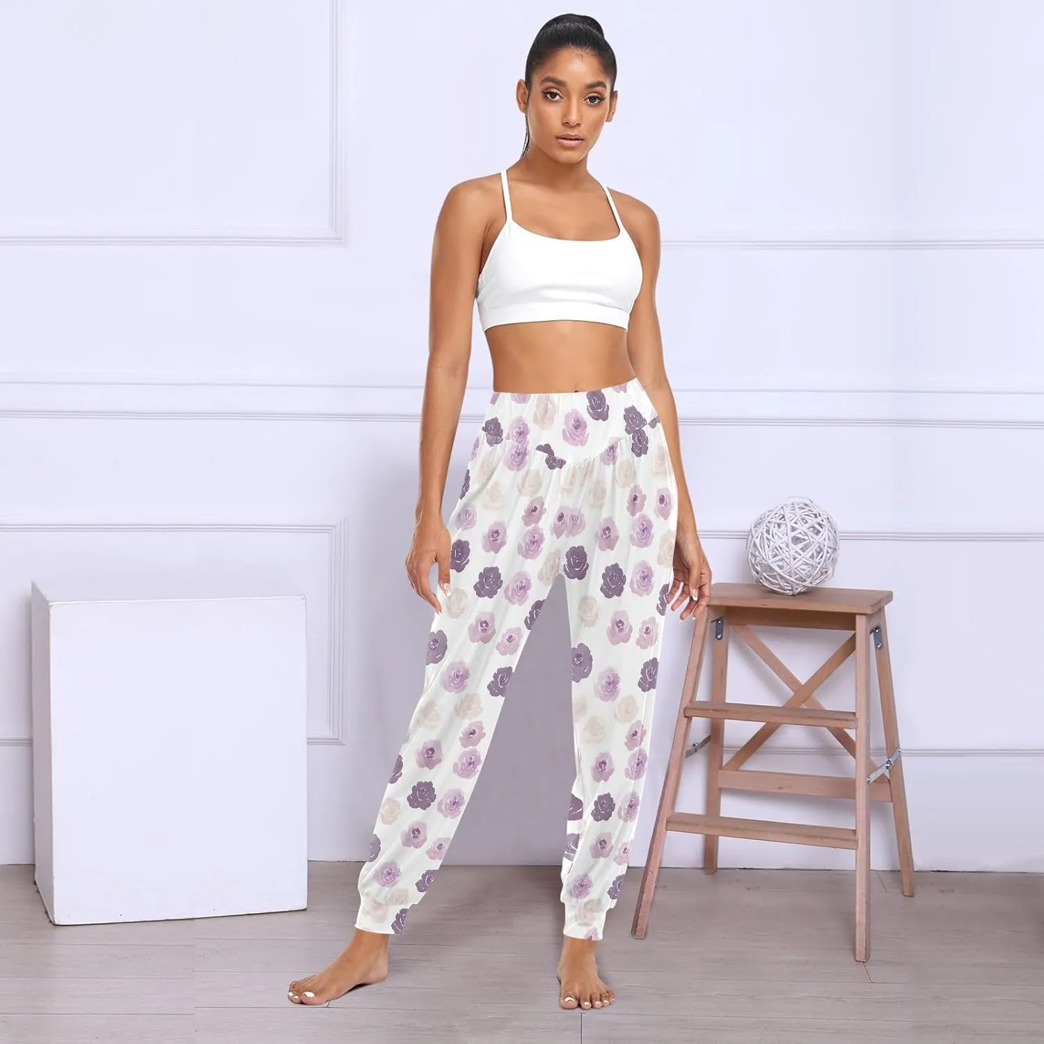 CHIFIGNO Women's Harem Pants Athletic Pants Harem Pants Women High Waist Yoga Pants