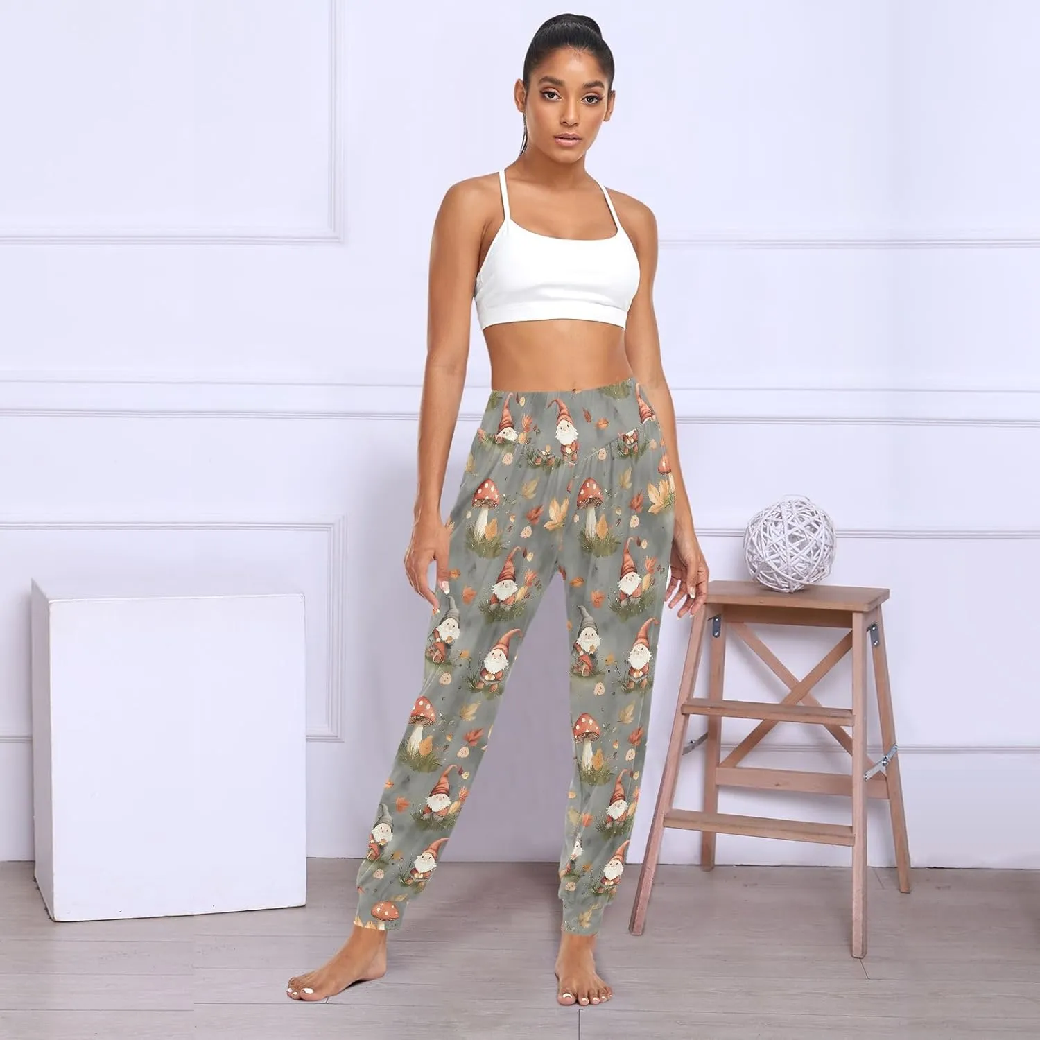 CHIFIGNO Women's Harem Pants Athletic Pants Harem Pants Women High Waist Yoga Pants