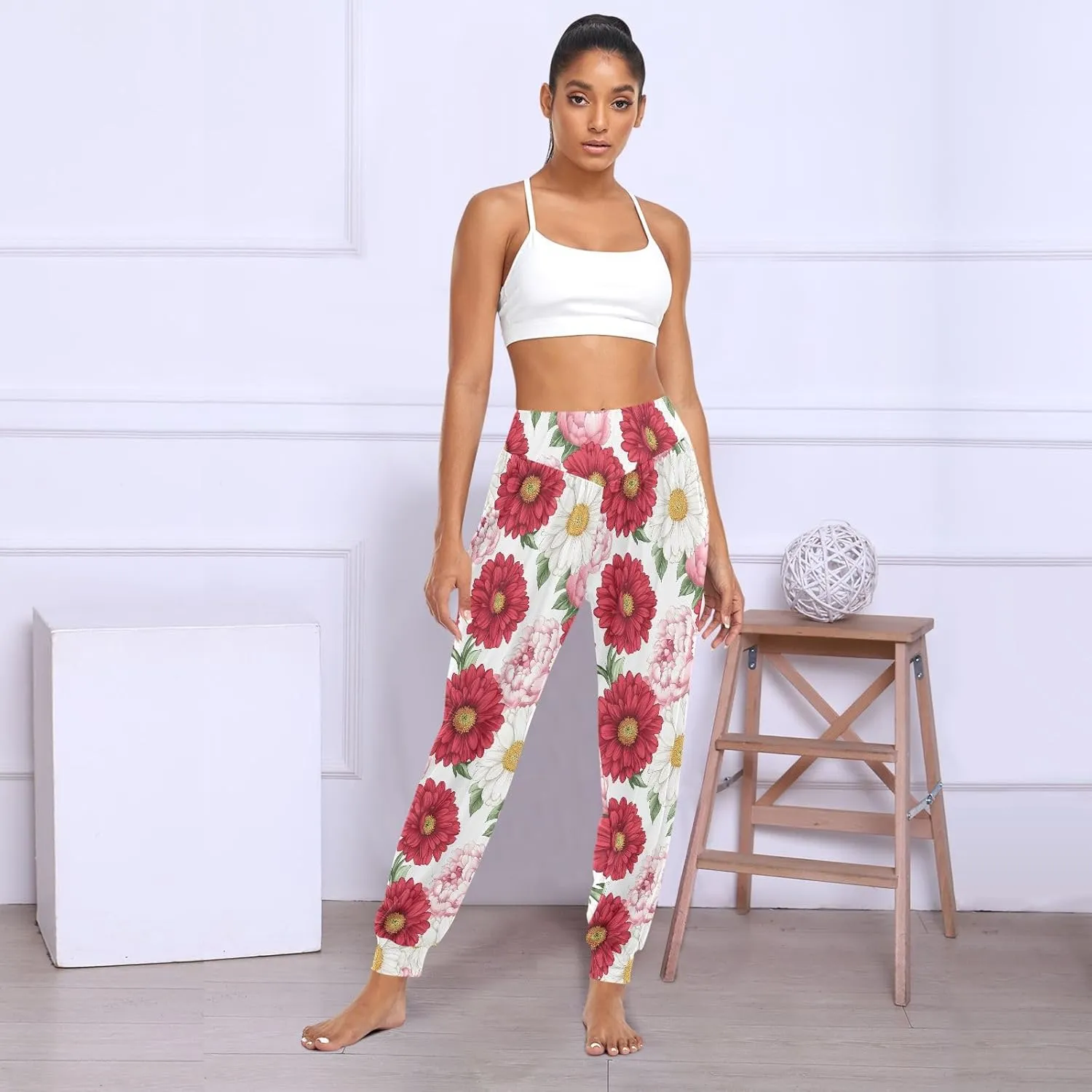 CHIFIGNO Yoga Pants for Women Harem Pants Sport Workout Pants Lightweight Lounge Pants