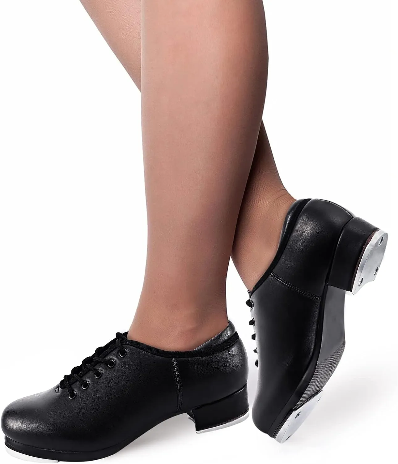 Child Jazz Tap Dance Shoes for Unisex Girls and Boys, Black