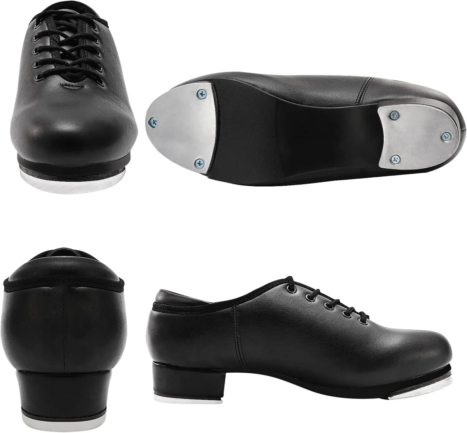 Child Jazz Tap Dance Shoes for Unisex Girls and Boys, Black