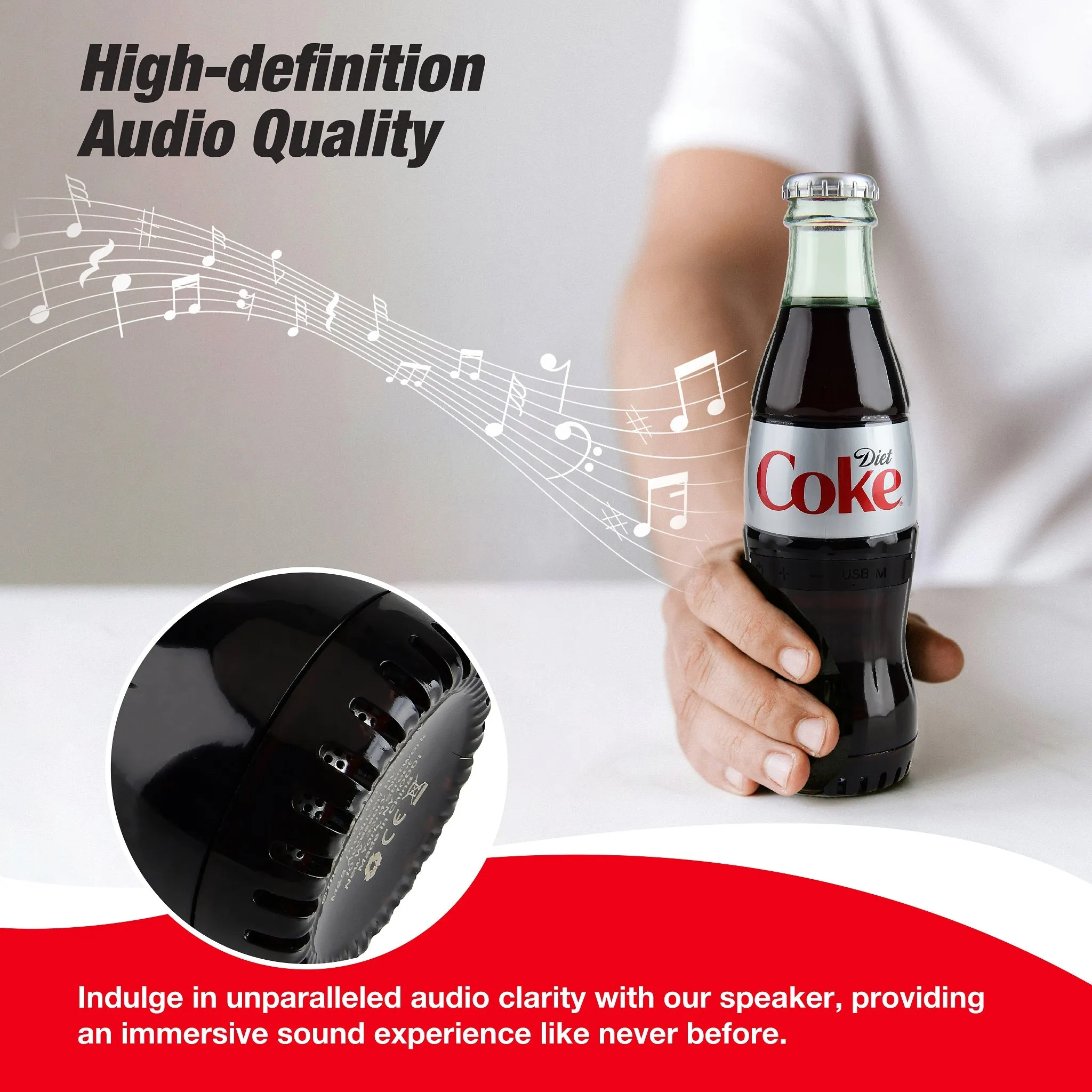 Coca-Cola/Diet Coke Bottle Shape Bluetooth Speaker With Bluetooth 5.0 Technology, AUX Port, Loud and Bass Sound, Portable Wireless, Long Playtime, TWS Pairing For Outdoor & Indoor Activities | Portable Speaker