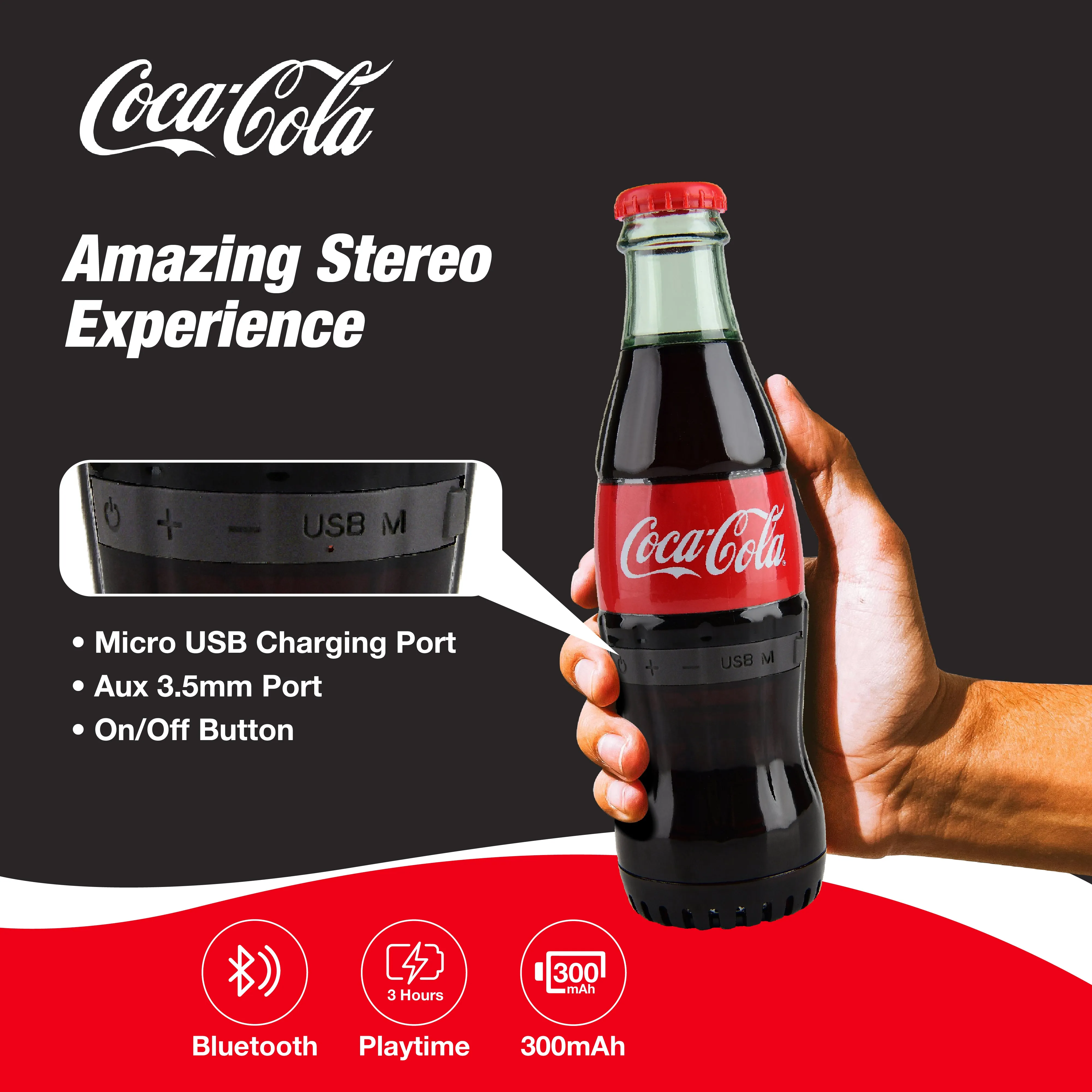 Coca-Cola/Diet Coke Bottle Shape Bluetooth Speaker With Bluetooth 5.0 Technology, AUX Port, Loud and Bass Sound, Portable Wireless, Long Playtime, TWS Pairing For Outdoor & Indoor Activities | Portable Speaker