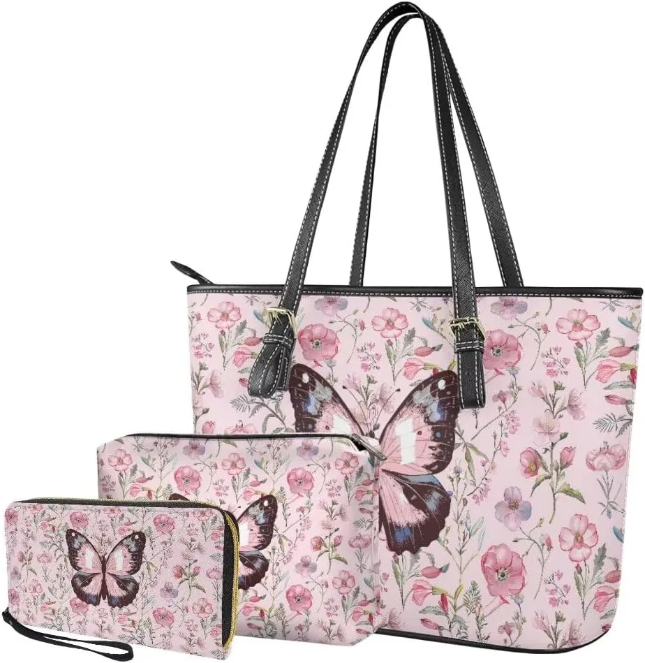 Coldinair 3PCS Custom Tote Handbags for Women Ladies,Handle Bags Wallet Purse Set Leather Shoulder Bags Tote Purse