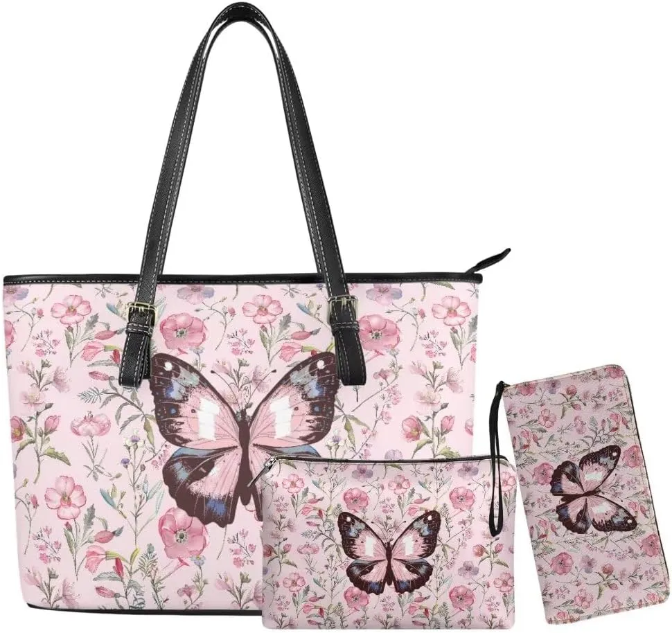 Coldinair 3PCS Custom Tote Handbags for Women Ladies,Handle Bags Wallet Purse Set Leather Shoulder Bags Tote Purse